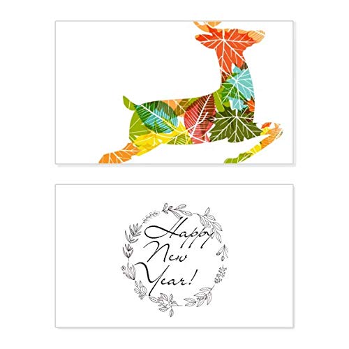 Tarjeta de Navidad colorida de año nuevo con diseño de hoja de alce festivo
