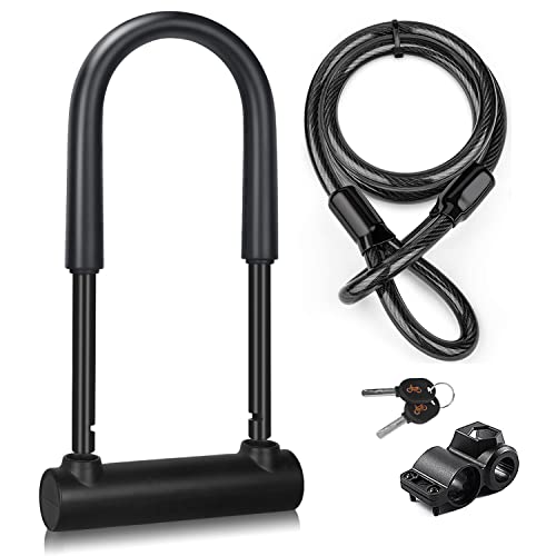 Keabys Large Bike U Lock, U Shape Bicycle U Lock For Motorcycle Wheel,16Mm Bike Locks Heavy Duty Anti Theft For Bike Tire Lock With Keys And Mounting Bracket For Scooter, Road Bike (Big+4Ft) #TOP5