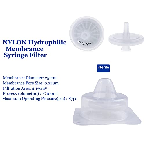 Image of Sterile Syringe Filter Nylon Hydrophilic Filtration 0.22 um Pore Size, 25 mm Membrane Diameter Sterile Nylon Membrane Individually Packed 20 /pk by Labfil
