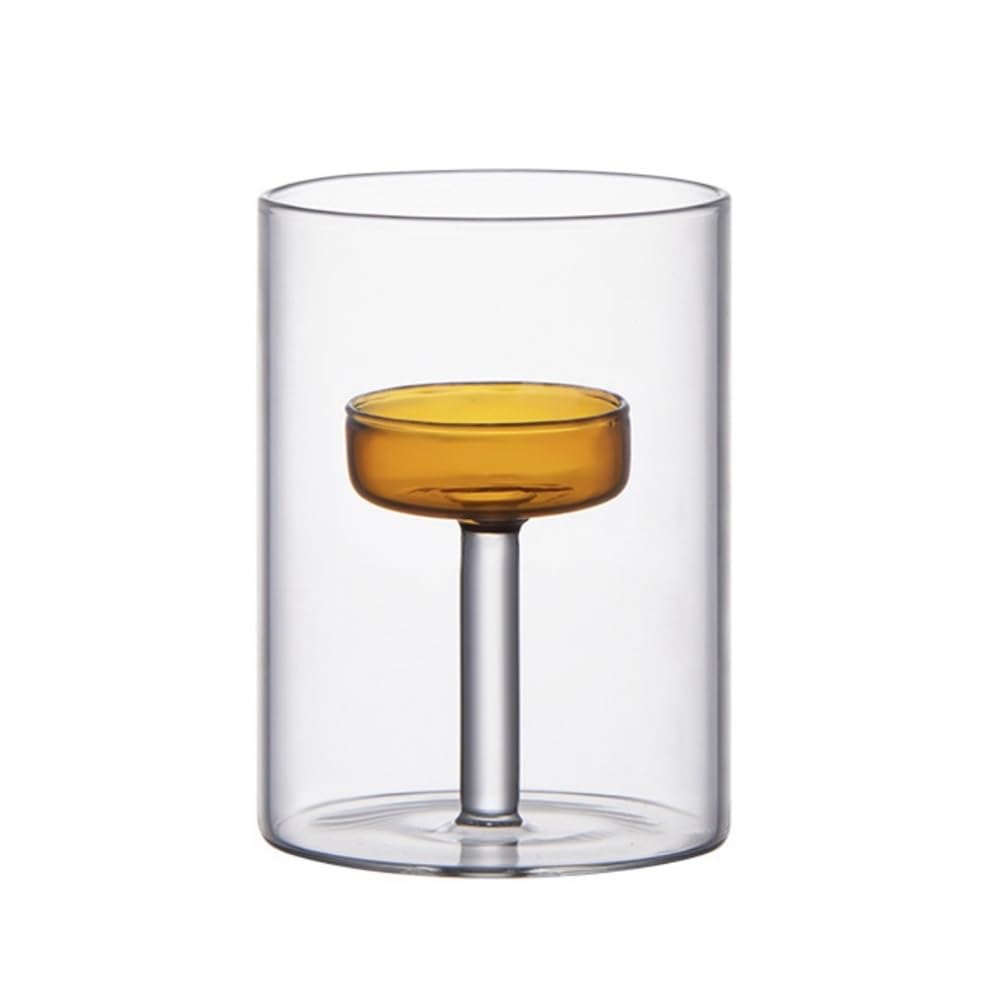 Candle Holder Glass Candlestick - Romantic Dining Table Decor, Small Candle Holder for Dinner Props(Gold,M)