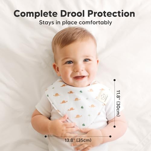 Image of 8pk Organic Baby Bandana Bibs for Drooling and Teething (Roarsome)