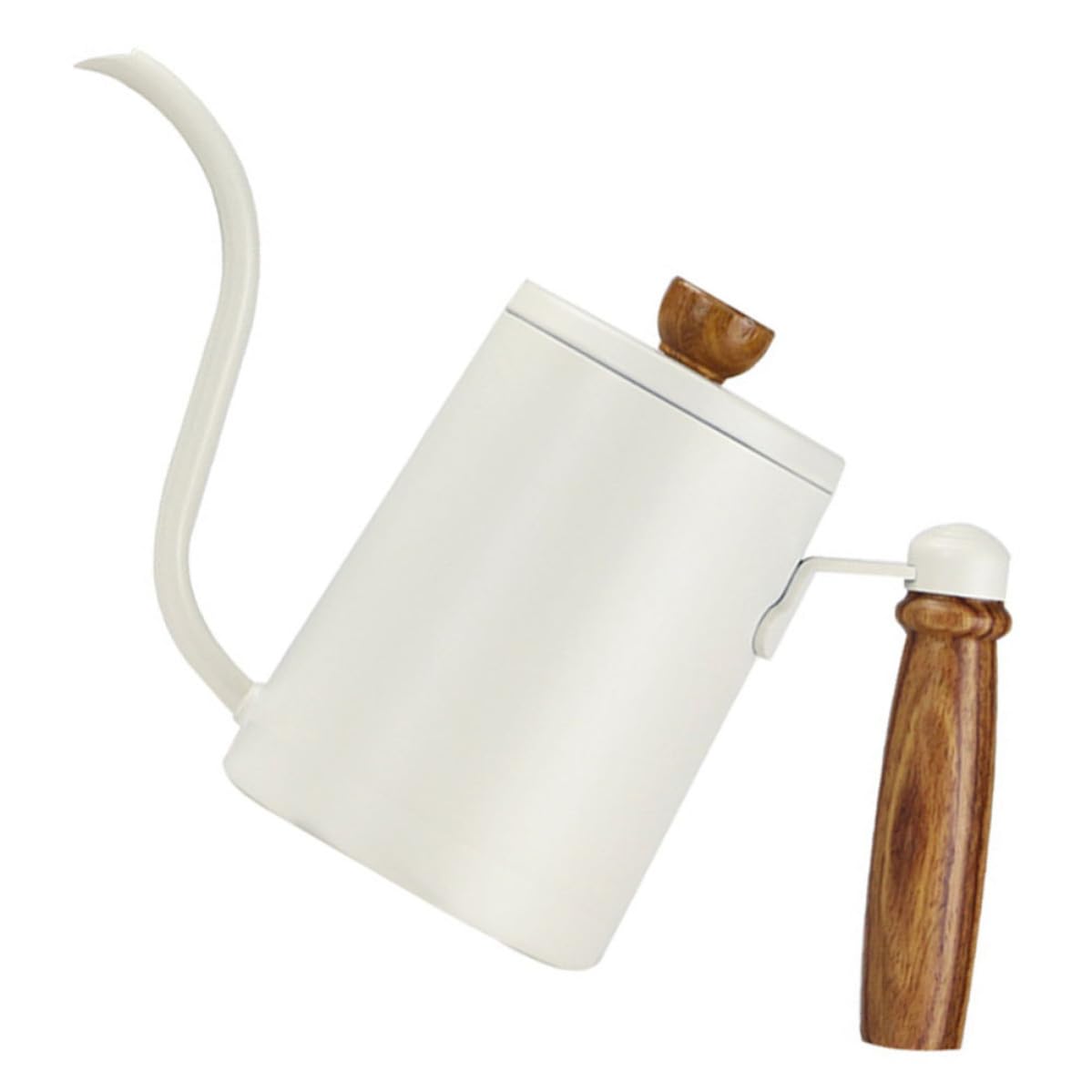 Alipis Bollitore in Legno Massello Beccuccio lungo 600ml per Caffè in Acciaio Inox Manico Ergonomico Antiscivolo per Uso Interno e Ufficio
