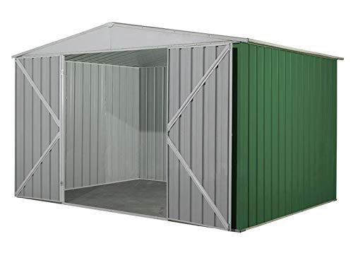 Box acciaio casetta giardino in lamiera deposito attrezzi 3.60 x 1.75 m x h 2.12 m - 110 kg - 6,30 mq (Verde)