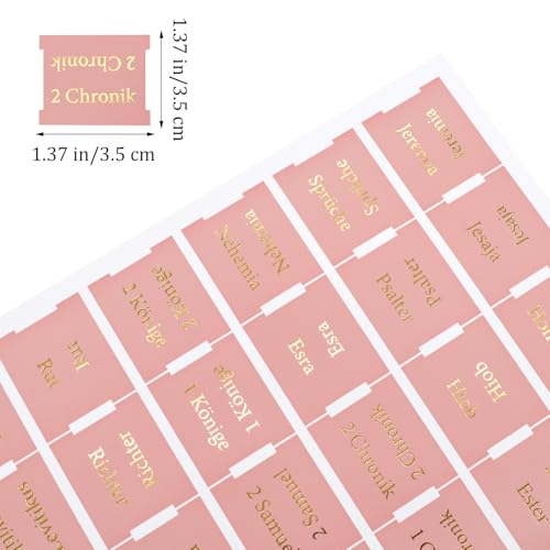 VANRA Bibelregister für Frauen, Studium, Bibel, Journaling, Zubehör, großer Druck, 96 Registerkarten, altes und neues Testamentstudium, mit leeren laminierten Bibelreitern, Rosa