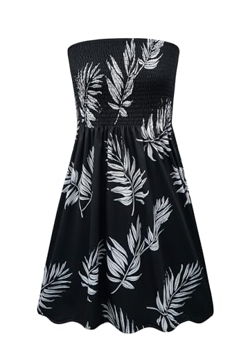 Image of Zyyfly Summer Strapless Dress for Women Tube Top Sundress Casual Beach Cover Ups