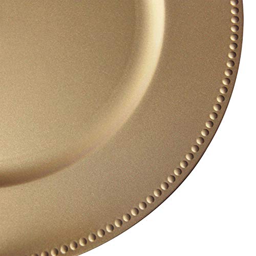 Welmatch Gold Plastic Beaded Charger Plates - 12 Pcs 13 Inch Round Wedding Party Decroation Charger Plates (Gold, 12) #TOP2
