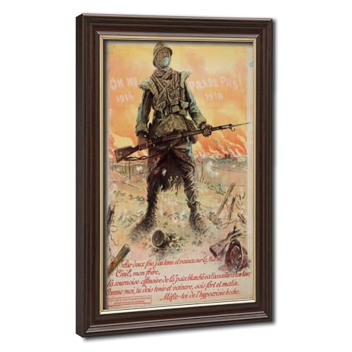 Affiche Guerre mondiale 1917 décoration bureau : toile They Shall Not Pass avec cadre suspendu