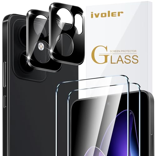 ivoler 2 Piezas Cristal Vidrio Templado Protector de Pantalla para Oppo Reno 13F 5G / Oppo Reno 13 FS 5G, con 2 Piezas Protector de Lente de Cámara, 9H Dureza, Antiarañazos, Sin Burbujas