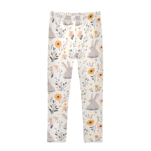 Rabbit and Sunflower O Girls Leggings Athletic Pants Tights Stretch Bottom