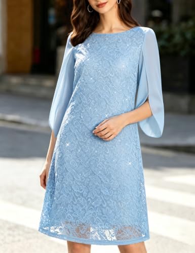 Image of COOAN Wedding Guest Cocktail & Formal Dresses for Women - Lace Sequin Dress