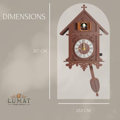 Cuckoo Clock - Modern Brown Cuckoo Clocks for Wall - Natural melodies - Volume Control - Hours of Silence - Perfect for Adults, Kids and Families - Battery Powered - Image 4