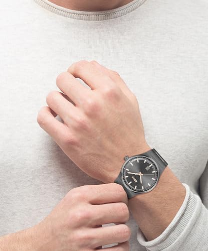 HUGO BOSS Mens Stainless Steel Analog Grey Dial Watch-1514078, Band Color:Gray - Image 4