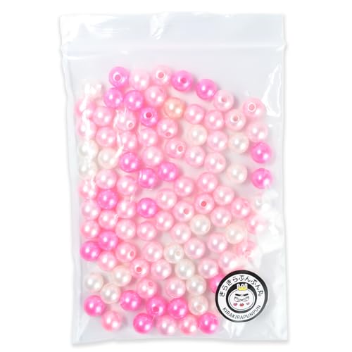 Amazon.co.jp: パールビーズ カラフル 8mm【ピンク系】 約98粒 穴あり