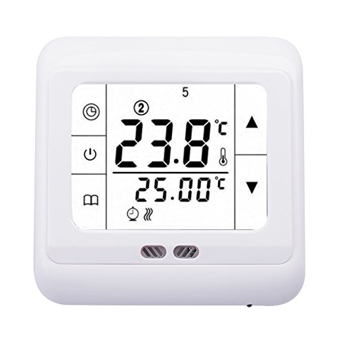 Preisvergleich Produktbild Digital Raumtemperaturregler Temperaturregler mit LCD Touchscreen Fußbodenheizung Heizung inkl. Bedienungsanleitung in deutsch und englisch (weiß)