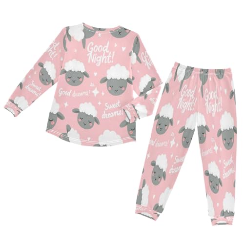 Little Lamb Sheep Soft Pajama Set for All Seasons,Breathable Pjs Long Sleeve Sleepwear,Comfy Loungewear 2 Piece Underwear Set 4T2