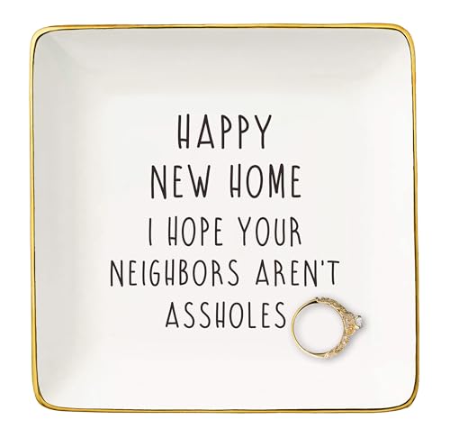 Funny Happy New Home Gifts for Houseowner-Housewarming Present-Congratulation New House-First Time Bought A House-Real Estate Broker Gift for Homeowner-Jewelry Tray Trinket Holder Ring Dish