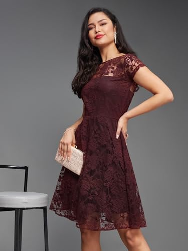 Image of Miss Chase Women's Round Neck Sleeveless Polyester Ruffled Knee- Length Dress