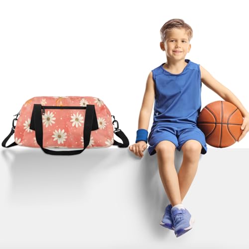 Daisy Polka Dot Kids Duffle Bag Boys Girls Small Sport Dance Gym Bag for Overnight Travel Weekender Carry On2