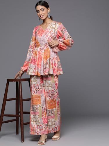 Image of Varanga Women Lavender Floral Printed Cotton Co-Ords
