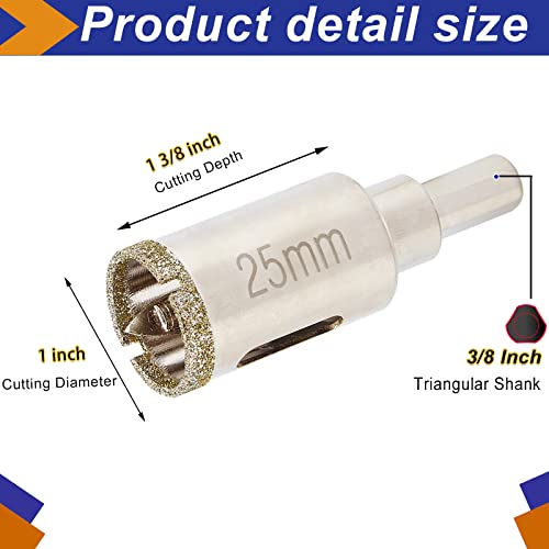 DaduoRi 1" (25mm) Diamond Hole Saw with Pilot Bit, 1" Tile Hole Saw, Center Drill Bit, for Marble, Granite, Ceramic and Porcelain Tiles, 1-1/2" Thick Cut Depth