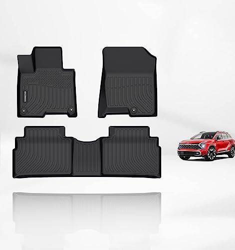 KELCSEECS Floor Mats Custom for 2025 2024 2023 Kia Sportage Plug-in Hybrid(PHEV) Car Mats All Weather Mats Heavy Duty Front& 2nd Row Full Set Floor Liners Black Kia Sportage Plug-in Hybrid Accessories