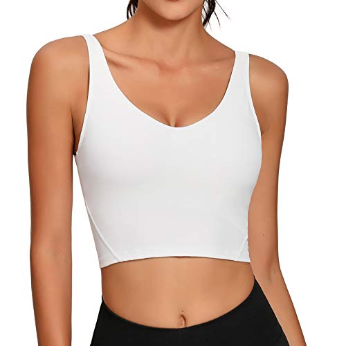 Lemedy Women Sports Bra Longline Crop Tank Top Padded Workout Running Yoga2