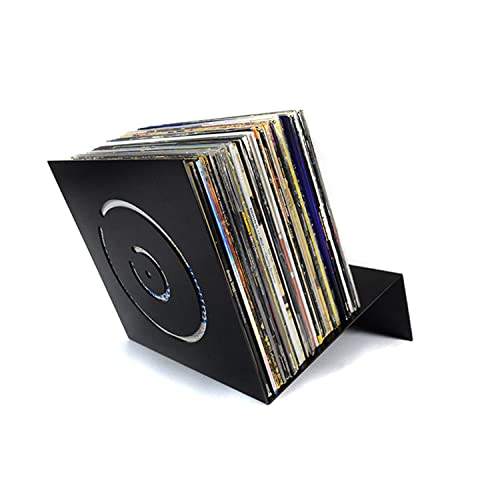 Keep Them Spinning - Soporte Discos Vinilo | Expositor de Vinilos en Acero | Mueble para Discos de Vinilo de 12", 10" y 7" | Diseño en Zeta con Capacidad para 70 LPs | Guarda Vinilos Moderno