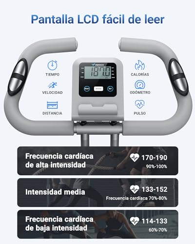 MERACH Bicicleta Estática Plegable 4 en 1, Bici Estatica con Monitor LCD y Medición de Pulso Manual, Bicicletas Fitness Magnéticas con Cómodo Cojín de Asiento, para el Hogar, Ahorro de Espaci - Imagen 4
