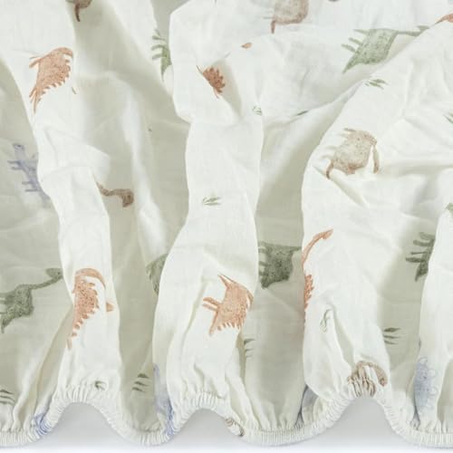 Image of Dreamology Mini Cotton Crib Sheets,100% Cotton Muslin Crib Sheets 1-Pack | Super Soft & Breathable Crib sheets Boys,Girls, Fitted for Mini Cribs, Pack and Play Sheets, 24x38 Mini Crib Sheet | Dino