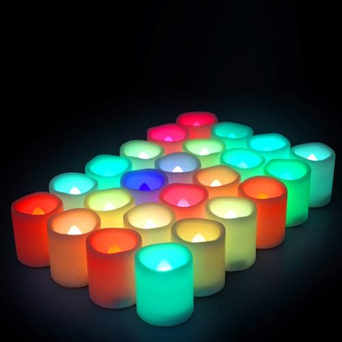 Image of Battery Operated Flameless LED Color Changing Votive Candles Lights 24 PCS