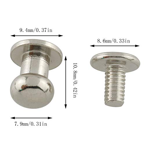 image for E-outstanding 30 Pack 8x10x10mm Silver Round Head Button Stud Slotted 