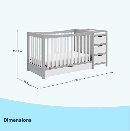 Image of Graco Remi 4-in-1 Convertible Crib & Changer - GREENGUARD Gold Certified, Fits Standard Crib Mattress, Converts to Toddler Bed and Full Bed, 4 Adjustable Mattress Heights (Pebble Gray and White)