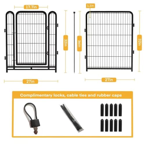 Image of Getlay Tall Garden Fence, 32 in(H) 8 Panels Dog Fence Outdoor for Yard. Wide Door Low Threshold Total 17.7 Ft(L), Metal Dog Pen Heavy Duty Pet Puppy Exercise Pen for Rv Camping Garden Yard