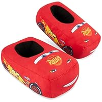 Disney Cars Slippers Boys, 3D Plush Slip On Mules, House Slippers Non Slip, Lightning McQueen Indoor House Shoes, Gifts for Boys (10/11 UK, Red)