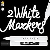 ARTISTRO 2 White Acrylic Paint Markers - 3mm Medium-Tip Paint Pens - Perfect for Crafting, Art Projects, & More