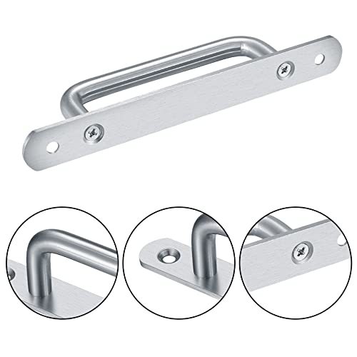 2 Pcs Barn Door Handles, Sliding Door Pull Handles, Stainless Steel Closet Cabinet Door Handles Pulls with Plates for Cupboard Cabinet Wardrobe Drawer Shed Pull Handles, 160mm/6.3 inch - Silver