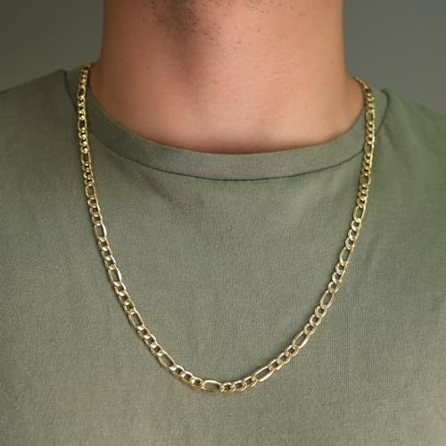 Nuragold 14k Real Yellow Gold Figaro Link 5.5mm Chain Necklace (16"-30") Italian Jewelry for Men & Women2