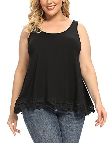 Women Flowy Cami with Built in Supportive Bra Cup Swing Casual Pleated Cotton Tank Top with Lace Trim Strap Sleeveless Padded Cami Top for Daily Wearing