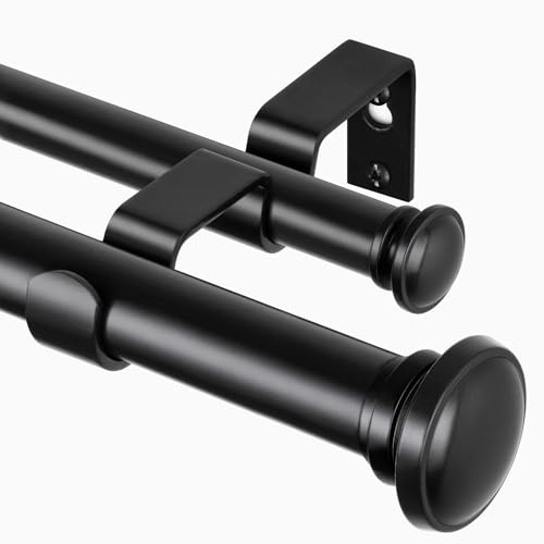 TONIAL Double Curtain Rods 72-144 Inch Black