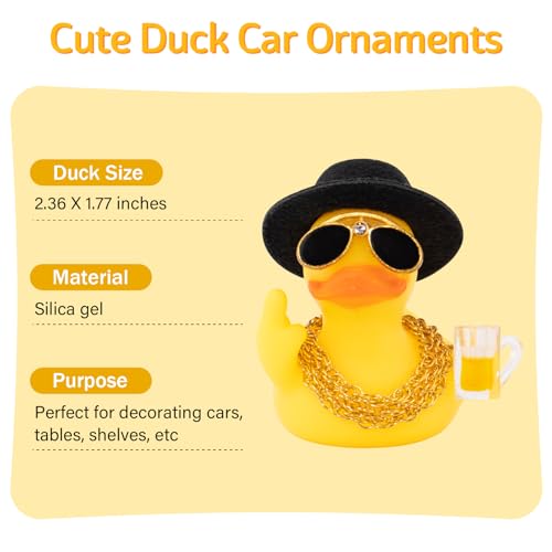 wonuu Rubber Duck Car Ornament Funny Office Gifts Duck Car Dashboard Decorations Quirky Decor Duck Rubber Ducky Funny Car Accessories