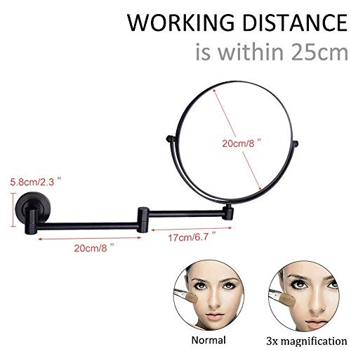 Miroir de maquillage mural grossissant robuste et extensible JCAKES Nero - 3
