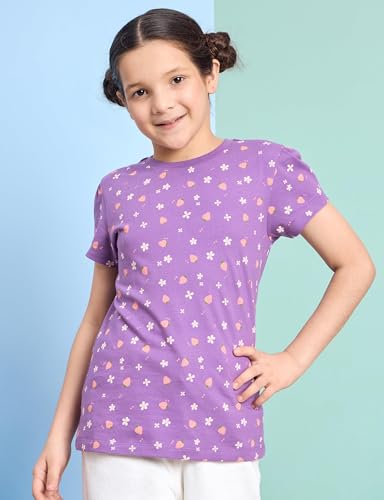 Image of Amazon Brand - Symbol Girls 100% Cotton Graphic Printed Half Sleeves T-Shirt | Age 2-14 Years (Combo Pack of 3 and 5)