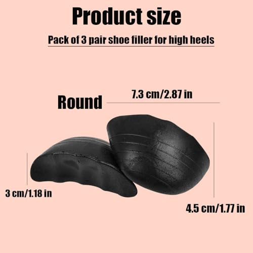 3 pares de rellenos de dedos para zapatos negros redondos miniatura 2