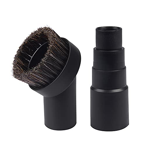 25mm Long Horse Hair With Universal Connector for 25mm/1", 32mm/1-1/4", 35mm/1-3/8" Hose, 1.25 Inch Small Round Dust Suction Brush Vacuum Brush Attachment Soft Bristle Cleaner Replacement With Adapter