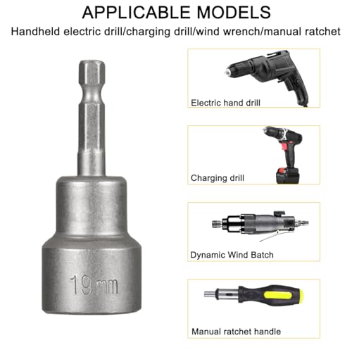 Image of 2PCS RV Leveling Scissor Jacks Socket, Magnetic Camper Jacks Socket Drill Adapter for 3 /4 inch 19mm Hex Drive Jacks, Power Quick Connect 1 /4 Hex Shank Nut Driver Bit Set, Universal Fit