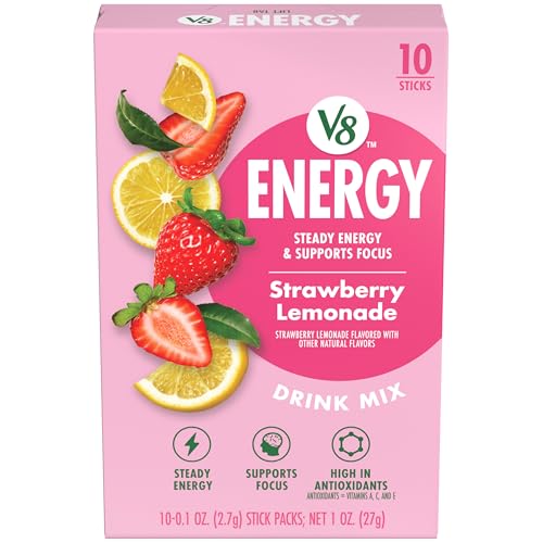 V8 Energy Strawberry Lemonade Energy Drink Powder, .10 oz Packet (10 Count)