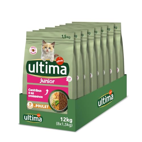 Ultima Croquettes pour Chat Junior avec du Poulet - Pack 8 x 1,5kg