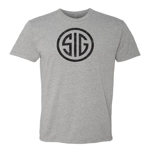 Sig Sauer Men's Distress Sig Mark Athletic Heather T-Shirt - Lightweight Soft Casual Active Everyday Short-Sleeve Logo Tee