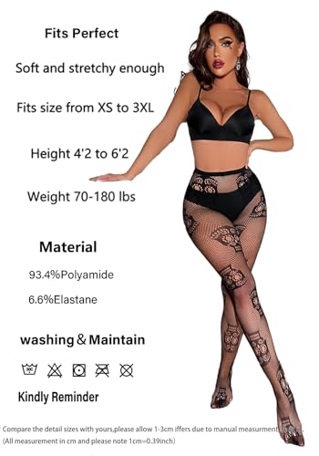 Image of CanB Skull Fishnet Stockings Sexy High Waist Tights Halloween Pumpkin Thigh High Pantyhose for Women
