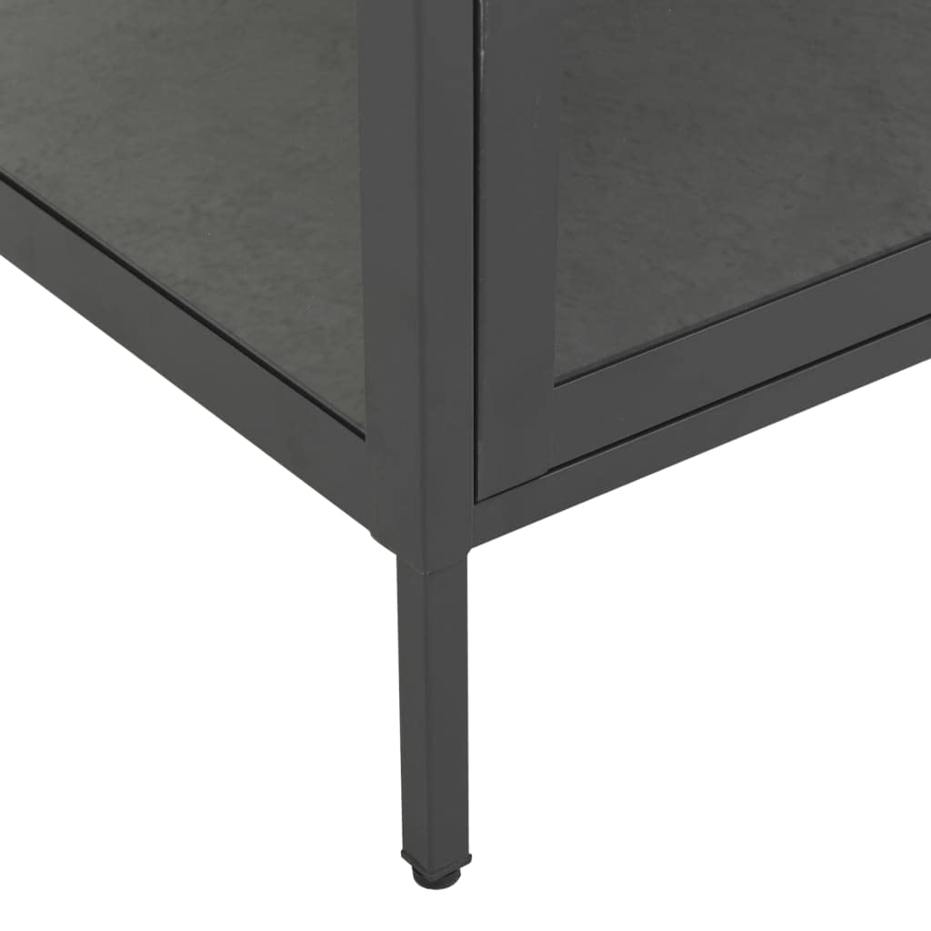 vidaXL Vitrina Estantería Alacena Porcelana Armario Lateral Estudio Oficina Revistas Libros de Acero y Vidrio Templado Gris Antracita 90x40x180 cm